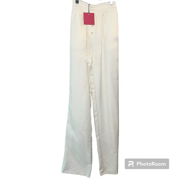 CultNaked cream textured wide leg elastic waist pull on lounge pants Size Small - Picture 1 of 6